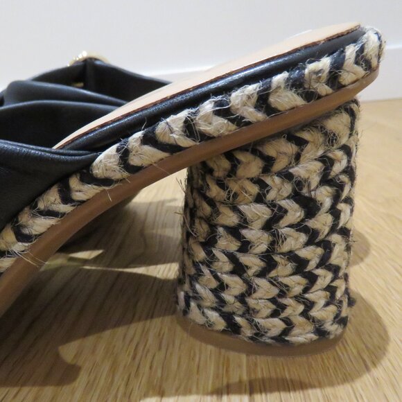 GAIMO Karoo Black Leather Cross Over Slip On Jute Platform Clog Sandals 10.5 - Picture 5 of 16